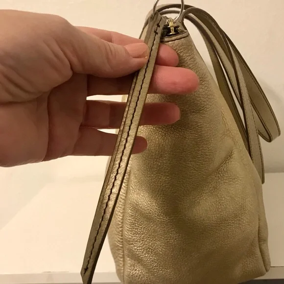 Fossil Sydney Shopper Metallic Gold Pebbled Leather Tote - Picture 6 of 9